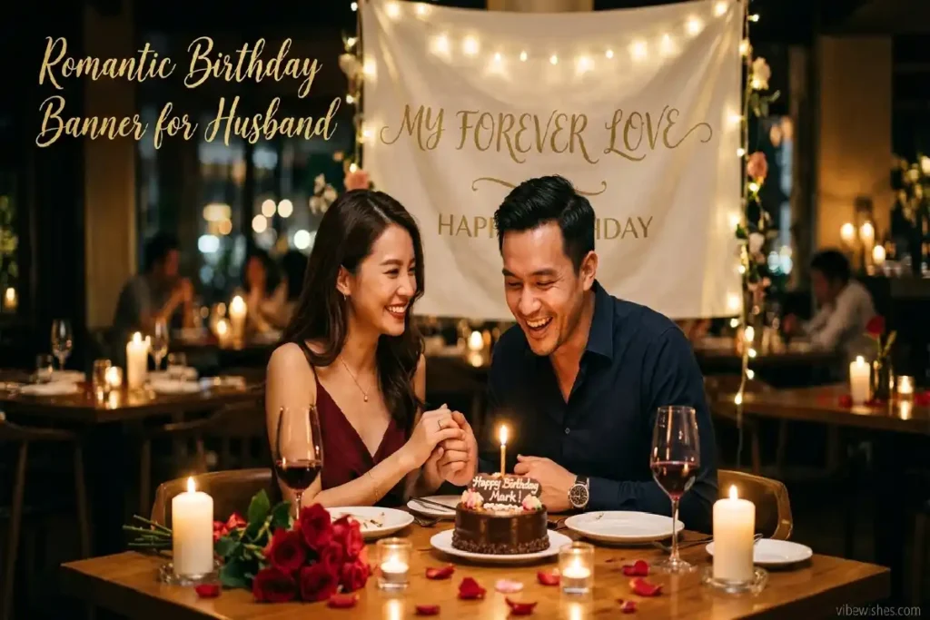 romantic birthday banner for husband message ideas vibewishes.com