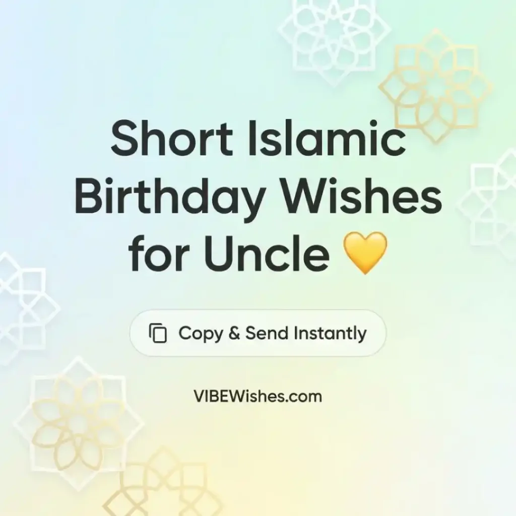 A clean visual list of options to create a short Islamic birthday wish for uncle for WhatsApp status.