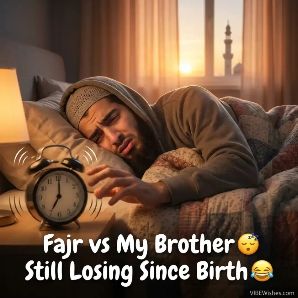 A young man and his sister laughing together over a joke, illustrating the perfect vibe for funny Islamic birthday wishes for brother.