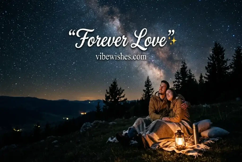 Couple watching stars representing forever love and true love quotes