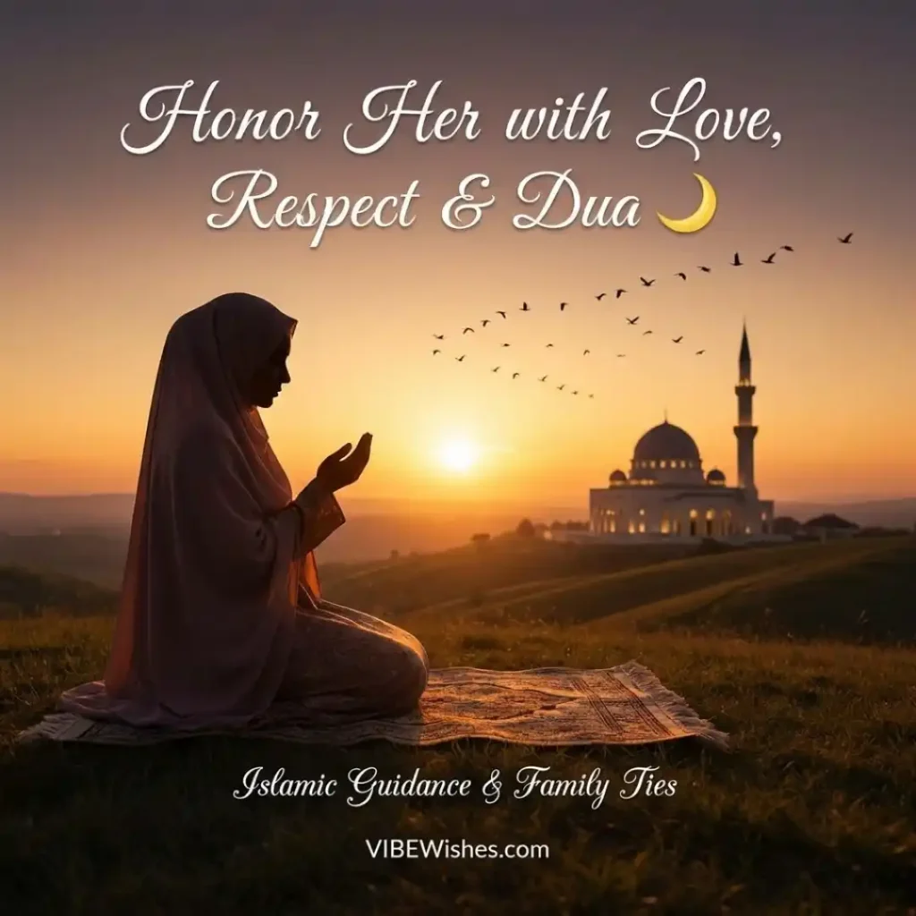 A woman praying on a rug at sunset, perfect for spiritual Islamic birthday wishes for aunt.