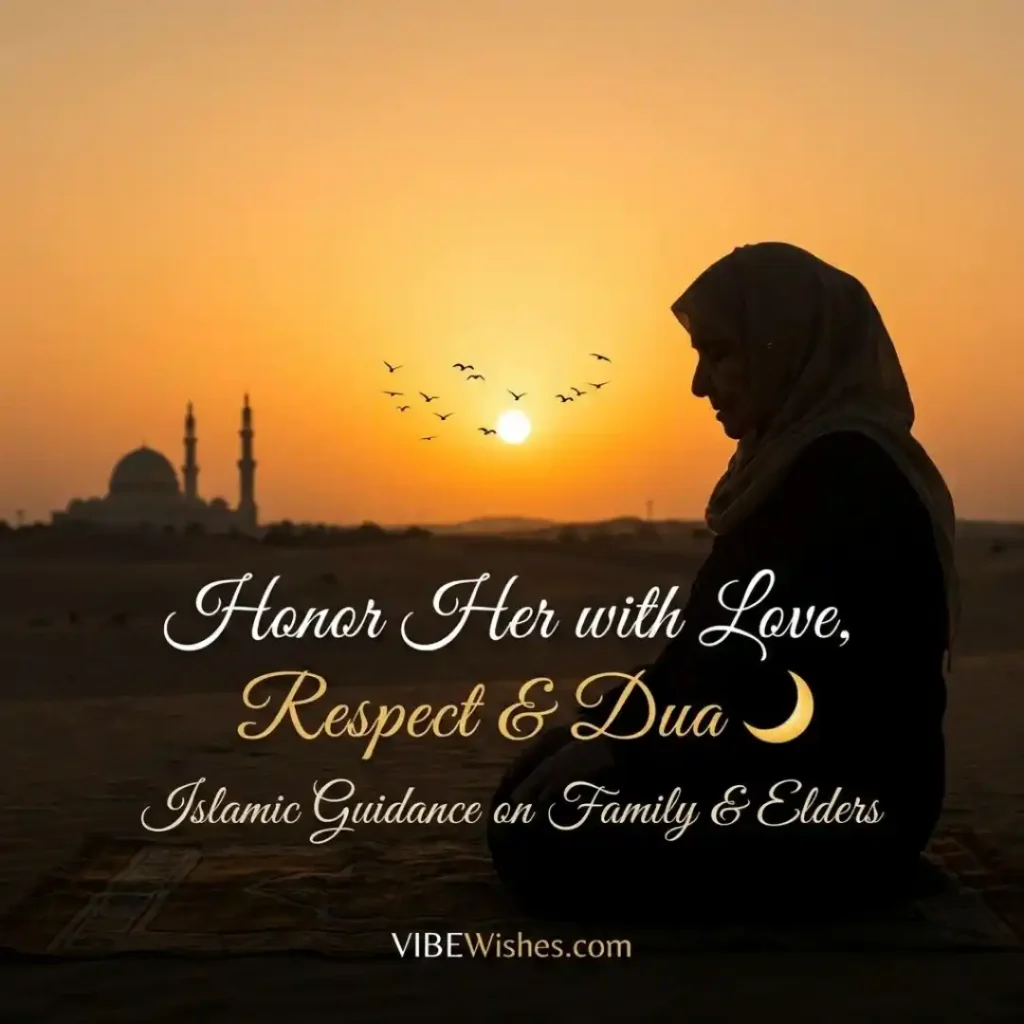 A peaceful twilight prayer image to pair with Islamic birthday wishes for grandmother.