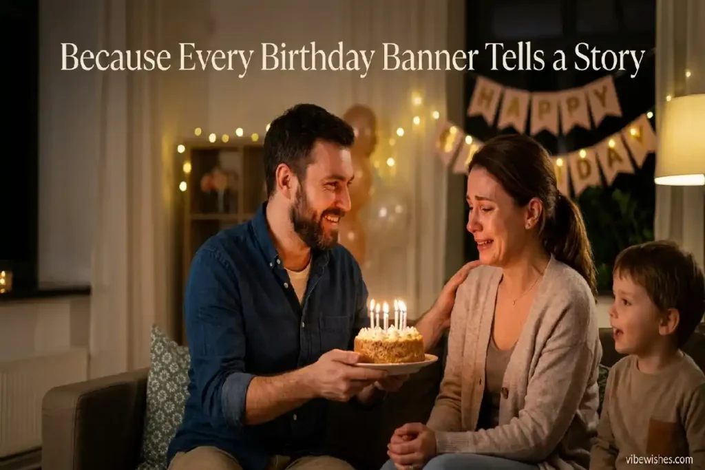birthday banner for husband emotional celebration family moment vibewishes.com