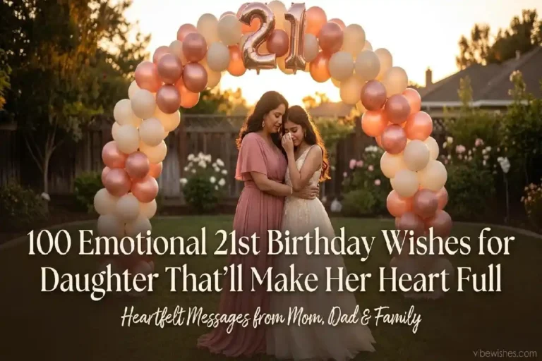 Emotional 21st birthday wishes for daughter with mother-daughter embrace and rose gold balloons