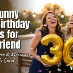 "Two best friends laughing together at 30th birthday celebration with confetti and balloons - funny birthday wishes for bestie turning thirty"