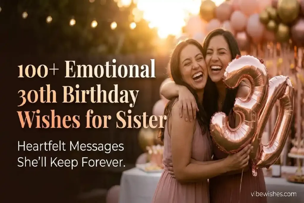 "Two sisters hugging and laughing at 30th birthday celebration - emotional heartfelt birthday wishes for sister turning thirty"