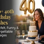 "Confident person celebrating 40th birthday with elegant cake and gold balloons - heartfelt birthday wishes for turning forty"