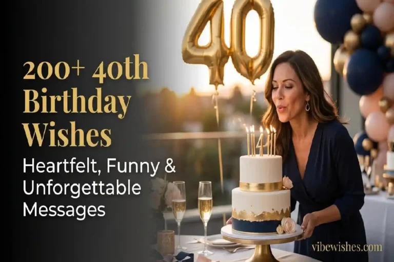 "Confident person celebrating 40th birthday with elegant cake and gold balloons - heartfelt birthday wishes for turning forty"