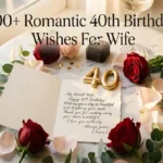 "Elegant woman celebrating 40th birthday with romantic golden light - 40th birthday wishes for wife feature image"