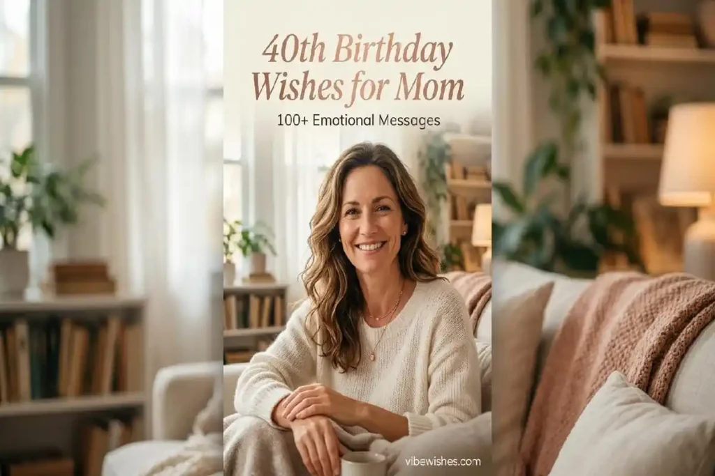 "Beautiful mother in her 40s with warm smile - emotional 40th birthday wishes for mom feature image"