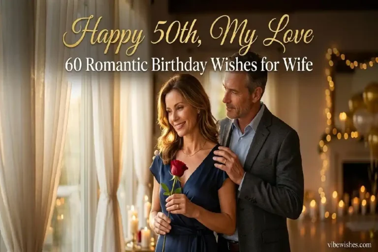 50th birthday wishes for wife — romantic cinematic image of couple celebrating her golden milestone birthday