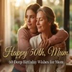 50th birthday wishes for mom — cinematic image of mother and child embracing on her golden milestone 50th birthday