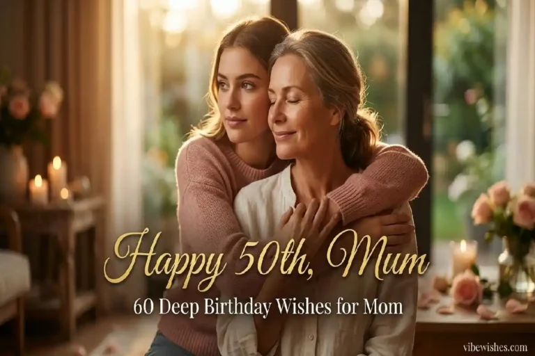 50th birthday wishes for mom — cinematic image of mother and child embracing on her golden milestone 50th birthday