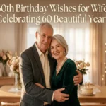 "Loving husband embracing wife celebrating her 60th birthday representing decades of romance and devotion"