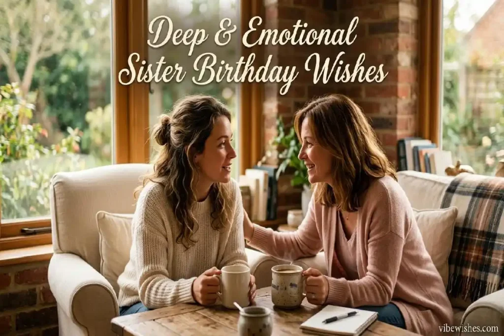 "Adult sisters in deep emotional conversation - deep emotional 40th birthday wishes for sister"