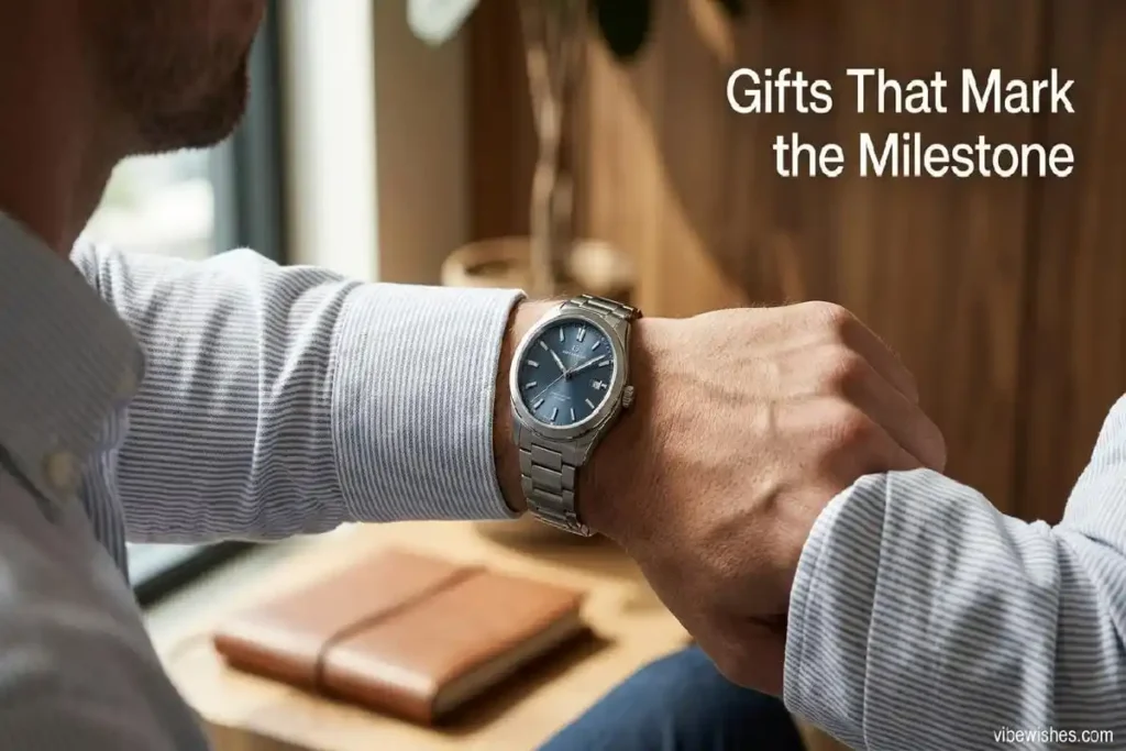 Man wearing luxury watch as classic 40th birthday gift showing timeless style