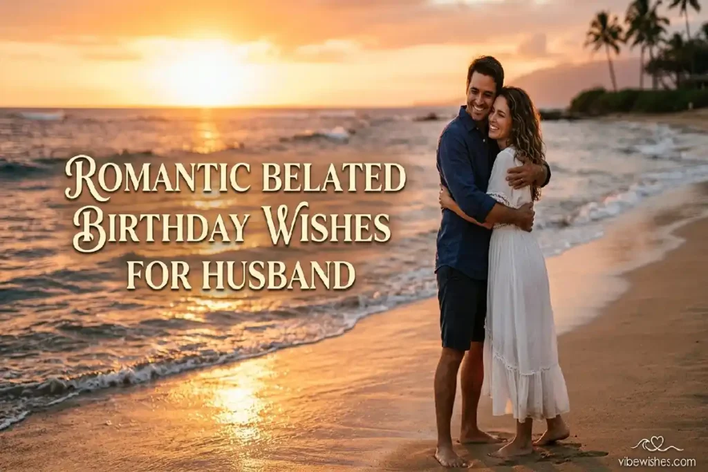 romantic belated birthday wishes for husband sunset love vibewishes.com