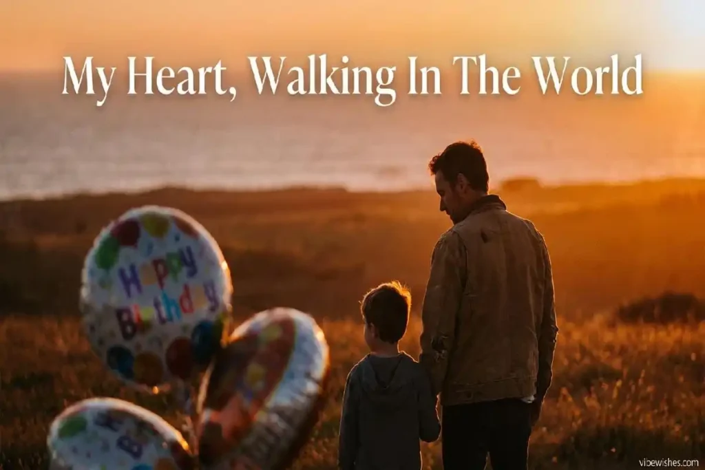 "Father and son standing together at sunset showing proud dad 18th birthday message for son"