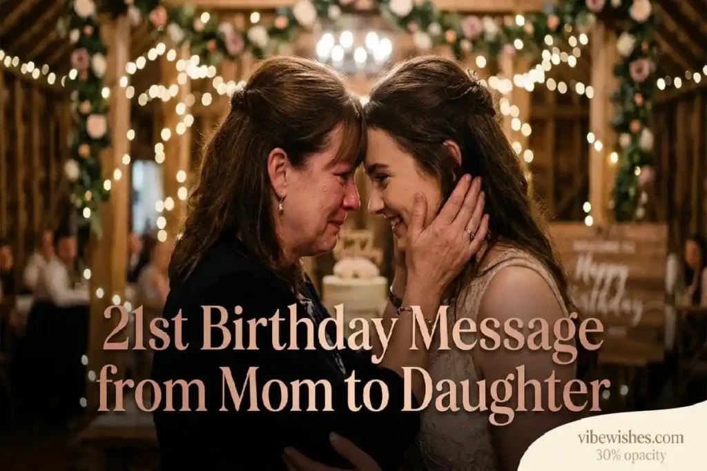 Mother embracing daughter on 21st birthday with emotional pride