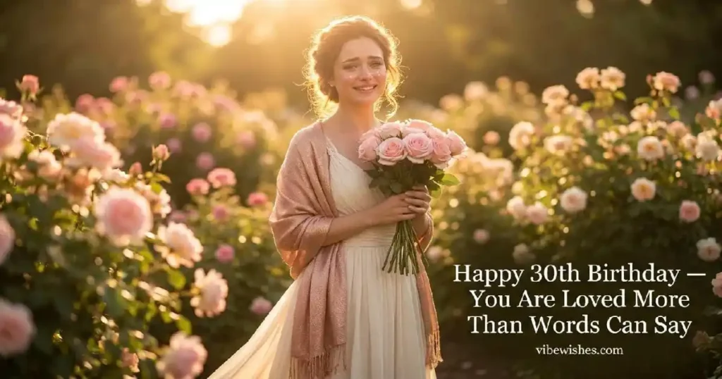 Romantic 30th birthday wishes for wife — beautiful woman celebrating her 30th birthday