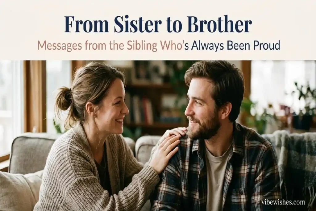 "Sister with hand on brother's shoulder at birthday - sister to brother 30th birthday wishes celebrating sibling bond"