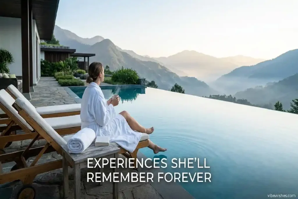Luxury spa weekend getaway experience as perfect 40th birthday gift for her with mountain view
