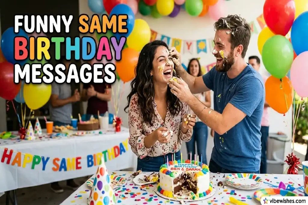 funny same birthday husband wife celebration cake fight