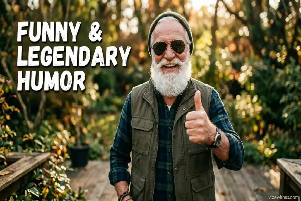 "Cool 80-year-old dad wearing aviator sunglasses and smiling confidently during 80th birthday, representing funny yet respectful birthday wishes"