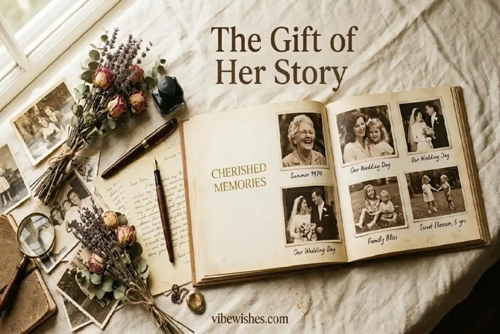Custom memory book with photographs and handwritten letters as meaningful 40th birthday gift