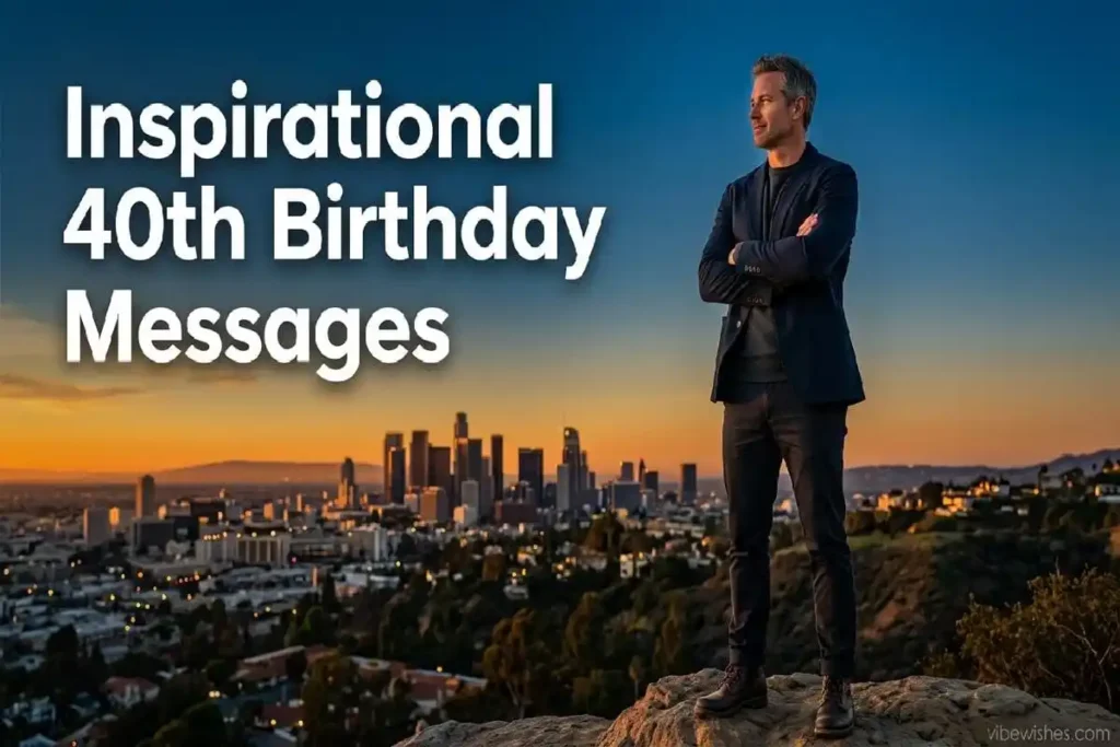"Confident man in 40s overlooking horizon - inspirational 40th birthday wishes for husband"