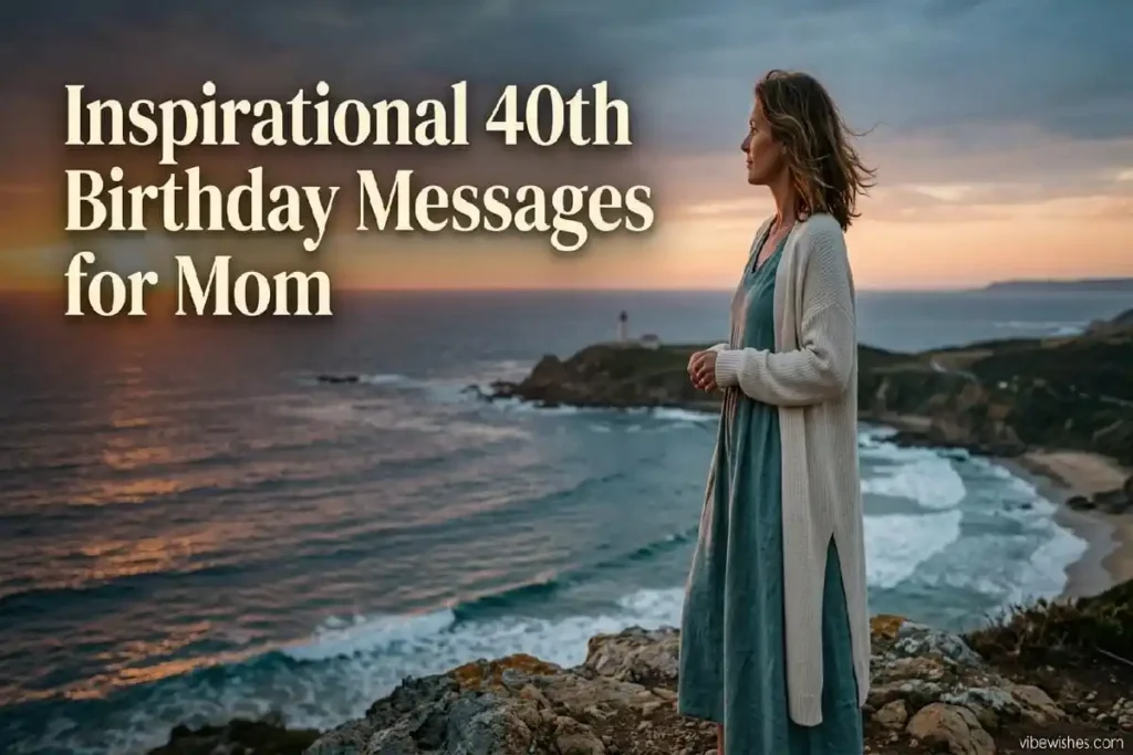 "Confident mother at 40 looking toward future - inspirational 40th birthday wishes for mom"