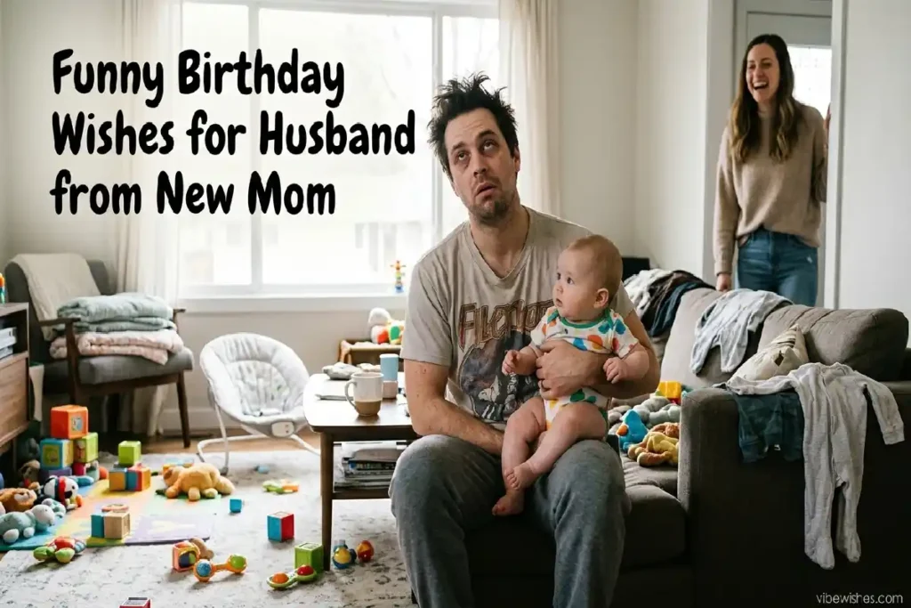 funny birthday wishes for husband from new mom chaotic parenting moment humor