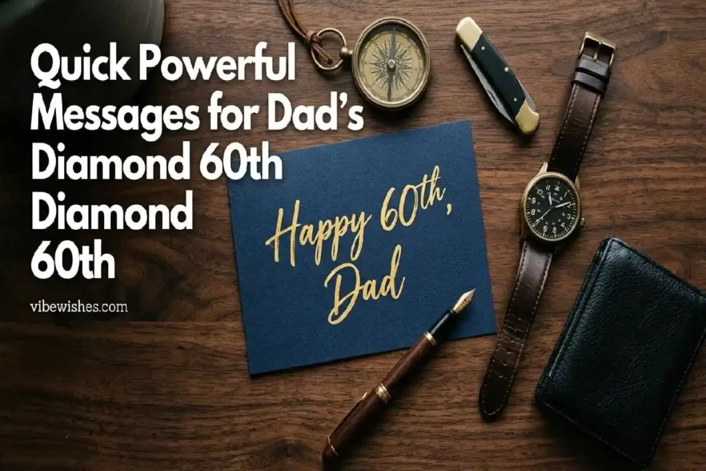 "Masculine handwritten 60th birthday card for dad on wood surface with watch and pen ready to copy and send"