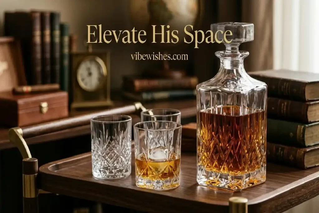 Personalized whisky decanter set with engraving as luxury home gift for 40th birthday
