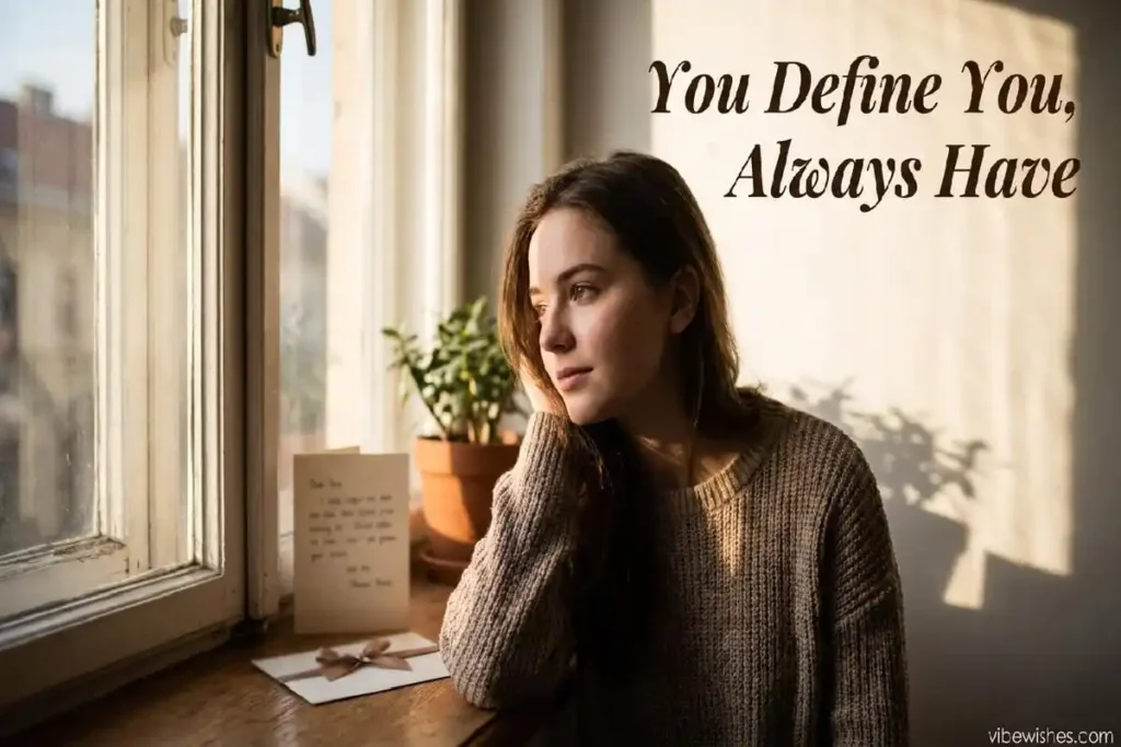"Young woman reflecting at window showing deep and meaningful 18th birthday wishes for daughter"