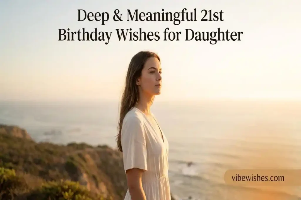 Confident daughter on 21st birthday looking toward future with hope