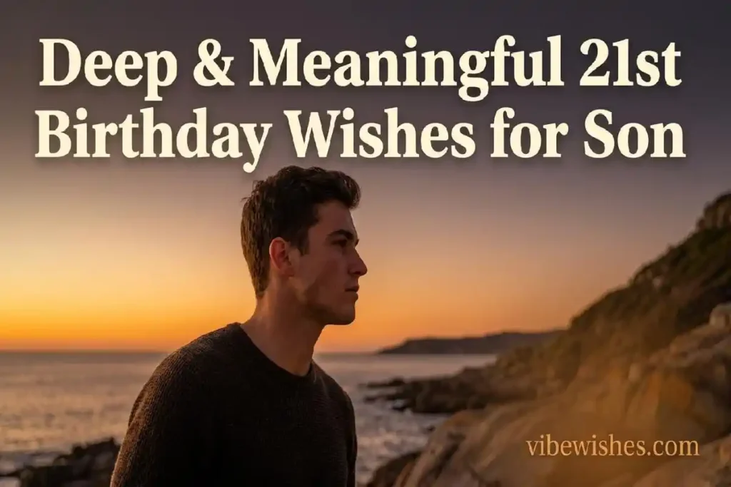 Confident son on 21st birthday looking toward future with strength and hope