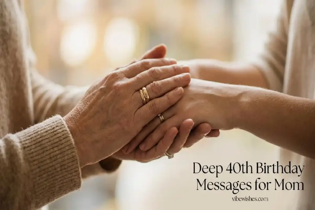 "Mother and daughter hands clasped together - deep meaningful 40th birthday message for mom"