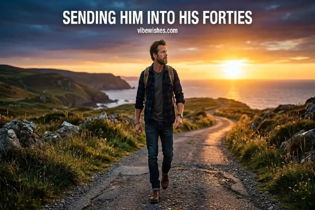 "Man walking forward with purpose into new chapter - inspirational 40th birthday wishes for brother"
