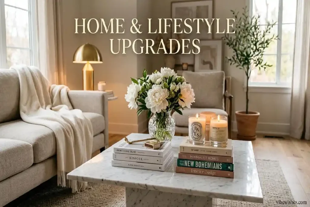 "Elegant home lifestyle setup with luxury candles and decor representing 30th birthday gift ideas for her home"