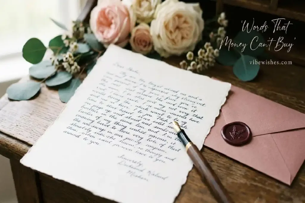 Handwritten heartfelt letter with flowers and stationery as meaningful budget-friendly 40th birthday gift