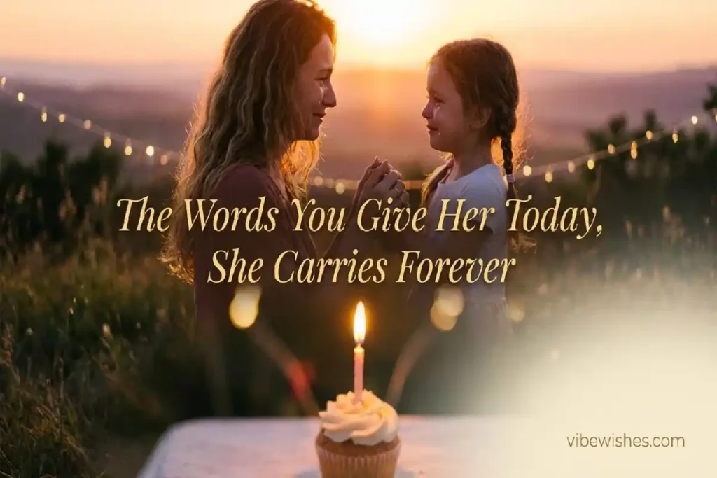 Mother and daughter holding hands at sunset on 21st birthday with candle