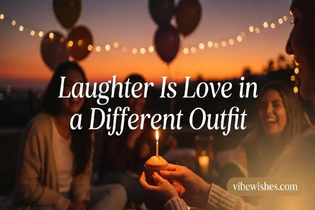 Sunset birthday scene with candle and balloons for funny 21st birthday wishes