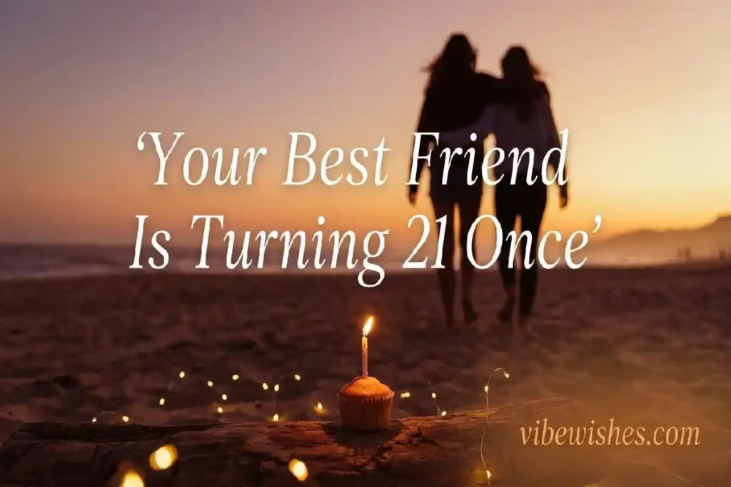 Best friends walking together at sunset for 21st birthday celebration