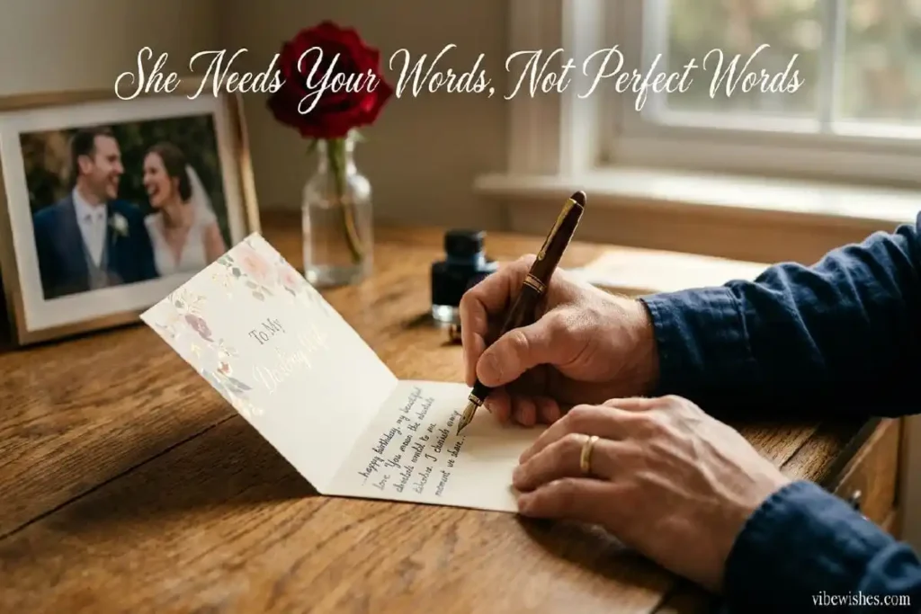 "Writing materials and guide for crafting perfect 40th birthday message for wife"
