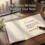"Elegant birthday card with handwritten message on executive desk representing the perfect birthday wishes for boss"