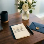 "Elegant birthday card and pen on professional desk representing heartfelt birthday wishes for manager from a grateful employee"