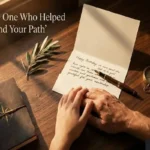 "Elegant birthday card with fountain pen and compass on dark walnut surface representing deep and heartfelt birthday wishes for mentor who shaped your path"