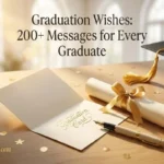 "Open graduation card beside a diploma and graduation cap on a warm oak desk representing heartfelt graduation wishes for every graduate"