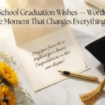 "Graduation cap fountain pen and card on marble surface representing the best high school graduation wishes and congratulations messages"